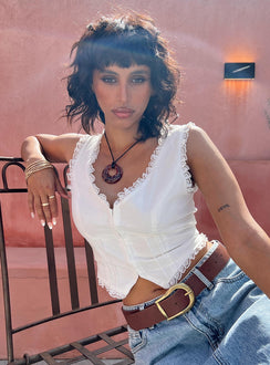 product Princess Polly Sleeveless V-Neck  Silvanna Top White