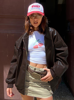 Front view of model wearing  front Lydie Cargo Mini Skirt Beige Princess Polly  Mini Skirts 