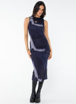 product Princess Polly Asymmetric Neckline  Fayola Dress Mesh Watercolour Navy