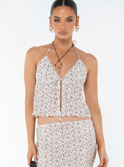 product Princess Polly Sleeveless V-Neck  Chantria Top Cream Floral