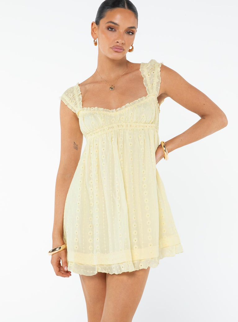 Princess Polly Square Neck  Carlita Mini Dress Yellow