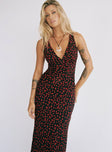 Princess Polly V-Neck  Nellie Maxi Dress Black/Red Floral