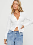 Shirt  Fitted style, classic collar, long sleeves, stitching detail throughout, V-neckline, slightly sheer material Button-down fastening front  Non-stretch, lined bust