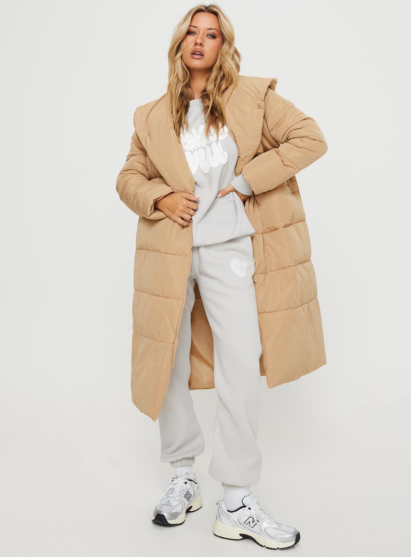 Beige discount longline jacket