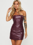 Princess Polly straight  Hailey Strapless Mini Dress Burgundy