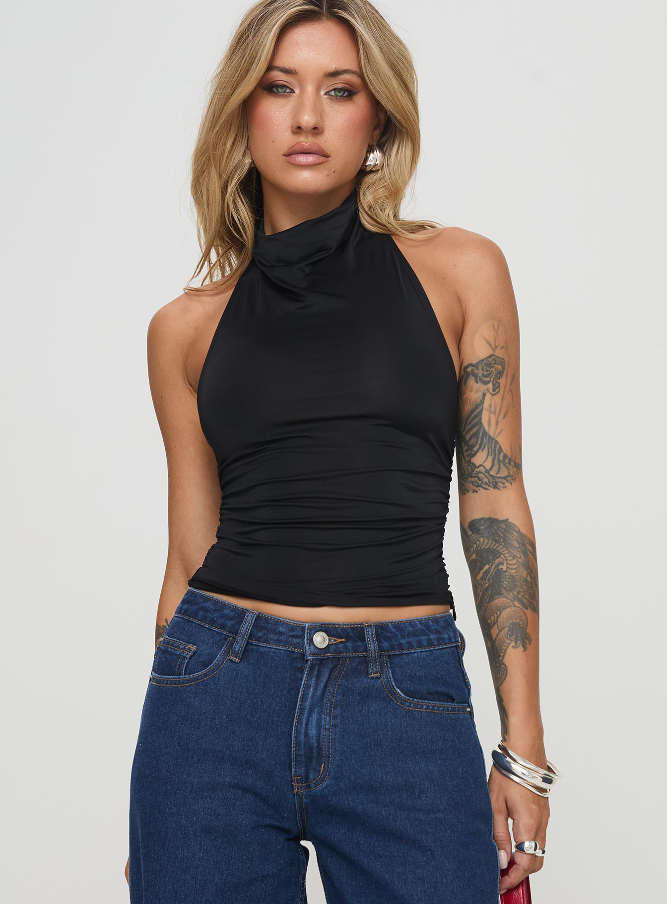 black halter neck top uk