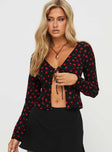 Long Sleeve Top  Floral print, open style top, V-neckline