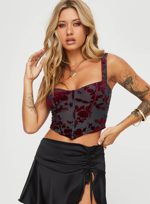 front view of model wearing Princess Polly Amirah Top Green Sleeveless Sweetheart 