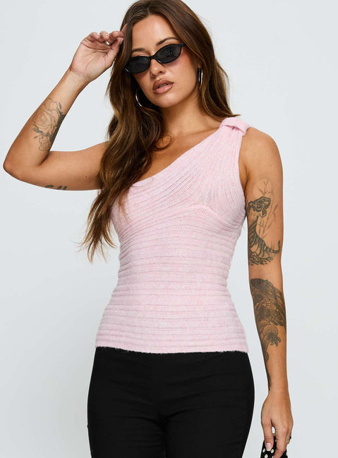 Cornella One Shoulder Top Pink
