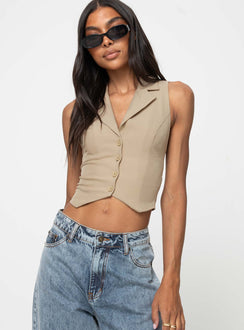 product Princess Polly Sleeveless High Neck  Aimer Vest Taupe