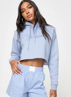 Je T'adore Crew Cropped Hooded Sweatshirt Pale Blue Princess Polly  Cropped 