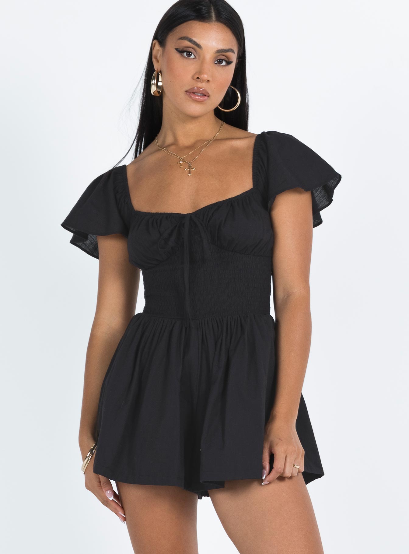 Front Row Romper Black