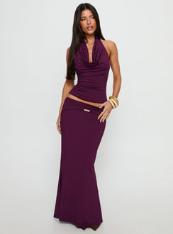   front view of model wearing Princess Polly Vanecia Maxi Skirt Purple Maxi Skirts 