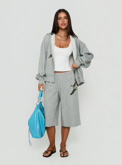 Chelzie Longline Applique Track Jorts Grey Marle / Camo
