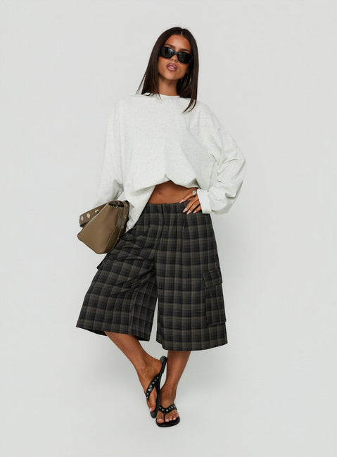 Brenn Baggy Longline Shorts Kariert Multi