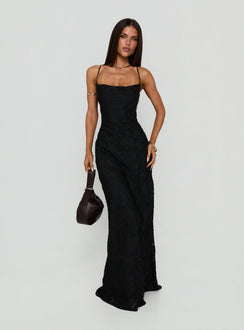 Celena Maxi Dress Black Burnout