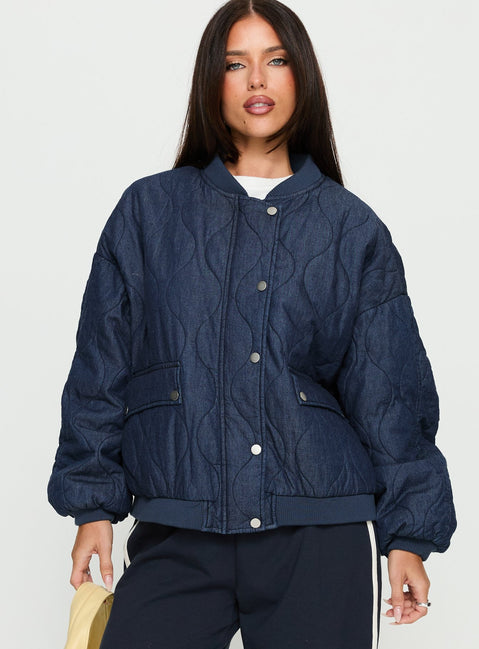 Stick Season Quilted Jacket Navy