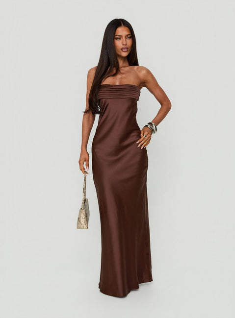 Khalotte Strapless Maxi Dress Brown