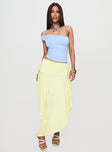   front view of model wearing Princess Polly Symphonia Asymmetrical Midi Skirt Butter Yellow Midi Skirts 