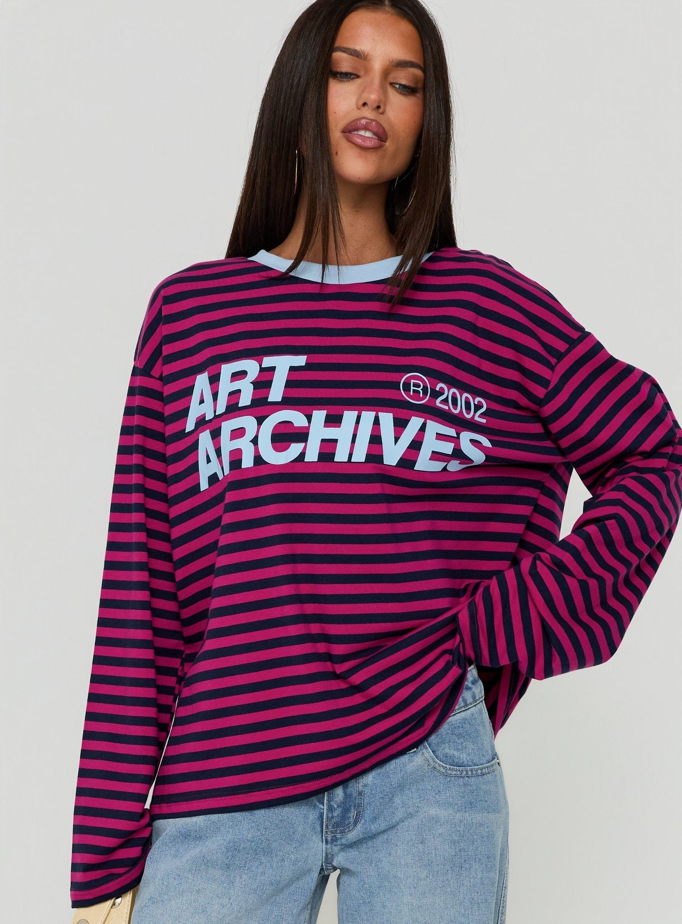 Art Archives Long Sleeve Graphic Top Multi Stripe