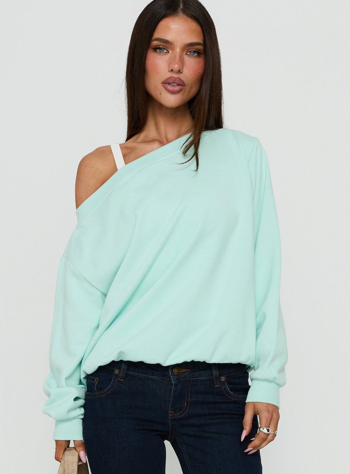 Wellness Off The Shoulder Jumper Turquoise