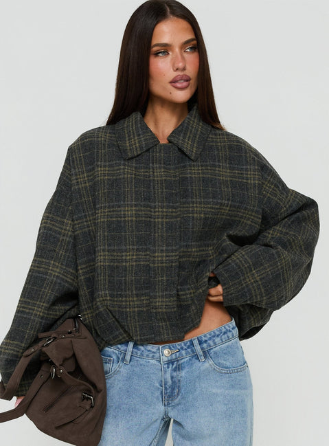 Dennie Bomer Jacket Charcoal / Green Plaid