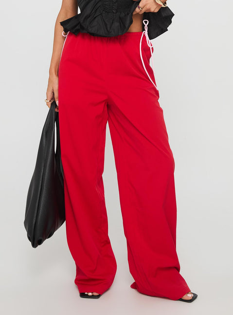 Sweet As Sugar Bow Pants Red / Pink High Waisted Pants 