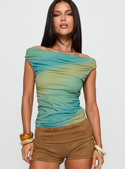 front view of model wearing Princess Polly Best Days Ruched Top Multi Short Sleeves straight 