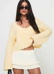 front view of model wearing Princess Polly Artha Cardigan Lemon Cropped 