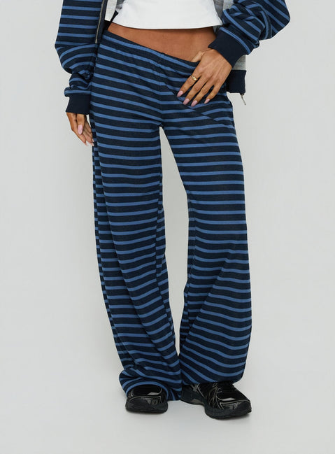 Delaeni Straight Leg Track Trousers Blue Stripe