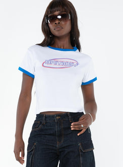 product Princess Polly Short Sleeves Square Neck  Britney Seventeen Baby Tee White