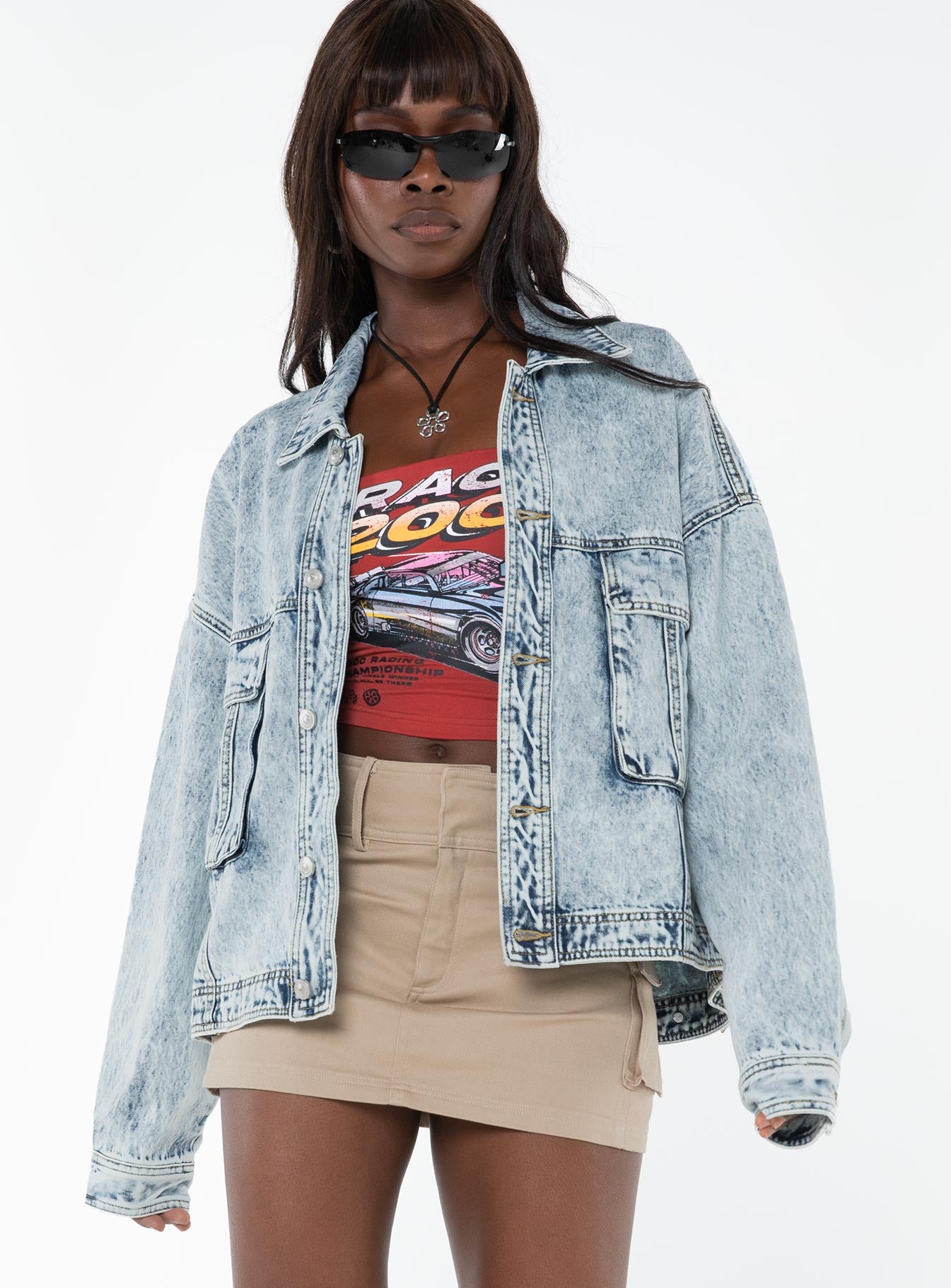 Light acid wash denim hot sale jacket