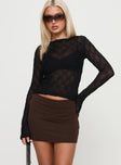 Karley Low Waist Mini Skirt Chocolate Petite