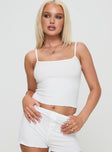 product Princess Polly Sleeveless Asymmetric Neckline  Take On Me Rib Top White