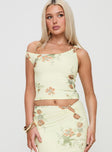 Rios One Shoulder Top Yellow Floral