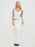   front view of model wearing Princess Polly Eivan Maxi Skirt White Maxi 