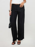 front view of model wearing Princess Polly Bonnet Wide Leg Pants Black 