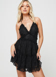 Princess Polly Plunger  Hollander Mini Dress Black