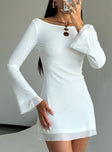 product Princess Polly Scoop Neck  Lukea Long Sleeve Mini Dress White