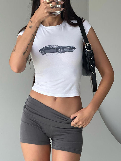 product Princess Polly Short Sleeves Square Neck  Vintage Car Top White