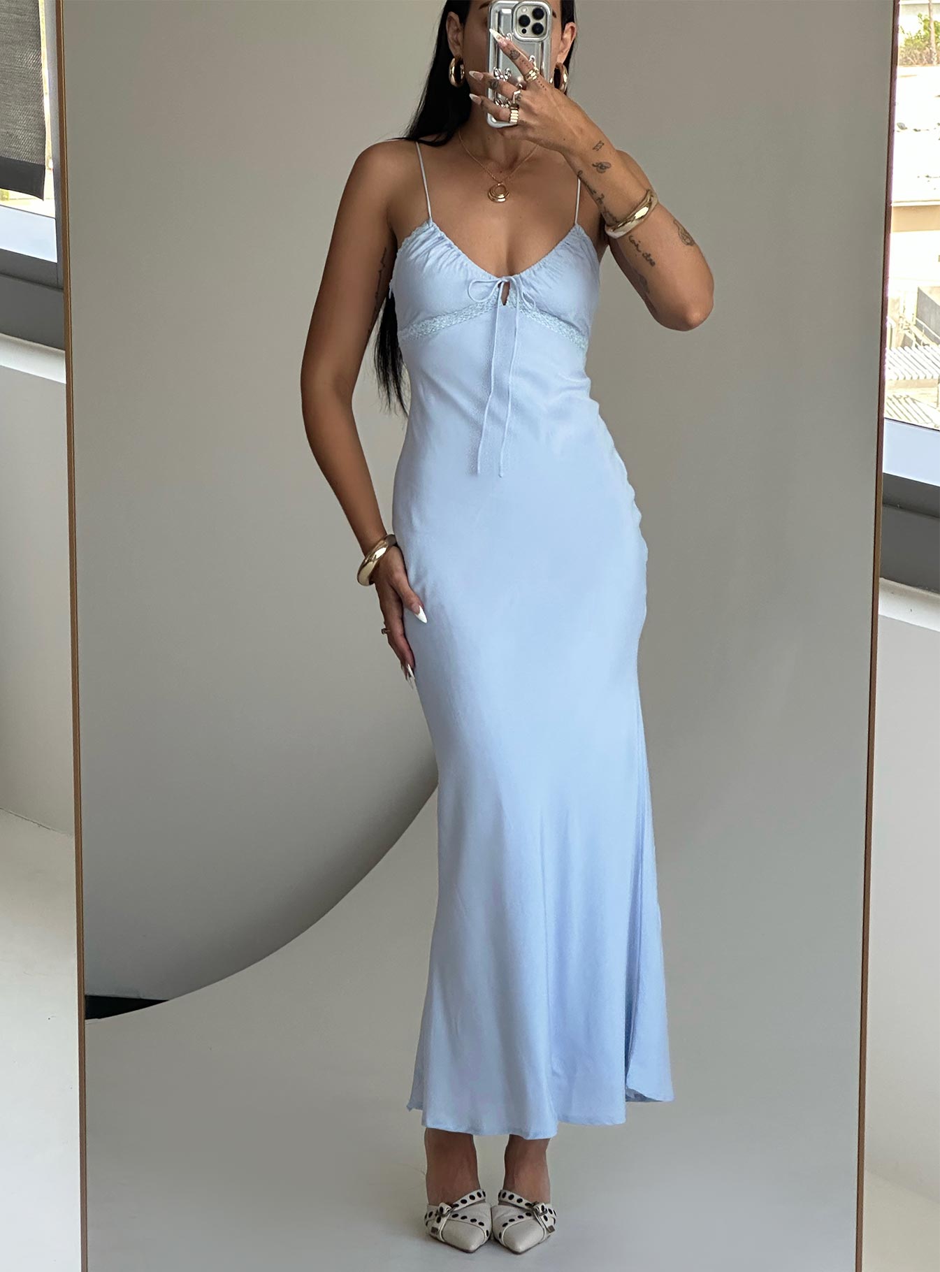 Pastel blue maxi dress on sale