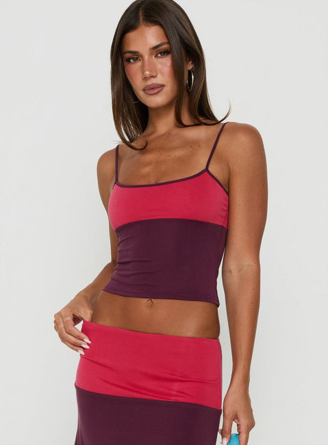 Karinna Scoop Splice Vest Top Red / Plum