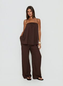 Amibella Boxy Cami Top Braun / Cremefarben gestreift