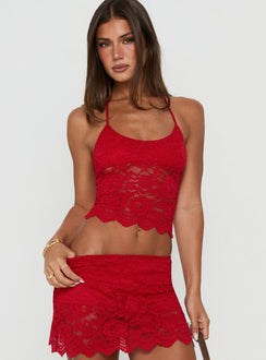 Gianna Neckholder-Top aus Spitze, Rot