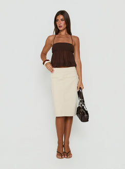 Jesemia Halter Blouson Top Brown