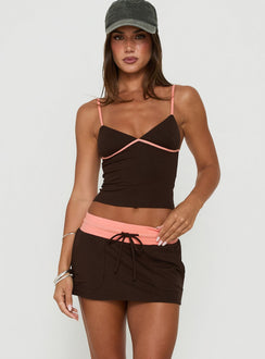 Livia Micro Rib Mini Skort Braown / Coral