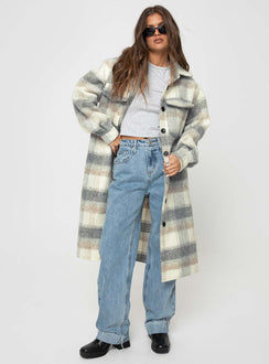 Plaid coat Classic collar, button fastening down front, twin chest pockets, single button cuff Non-stretch material, unlined 