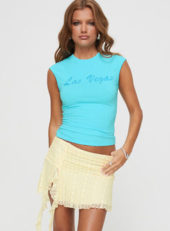   front view of model wearing Princess Polly Maidie Lace Asymmetric Ruffle Mini Skirt Cream Mini Skirts 