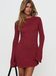 Rhapsody Long Sleeve Knit Mini Dress Red