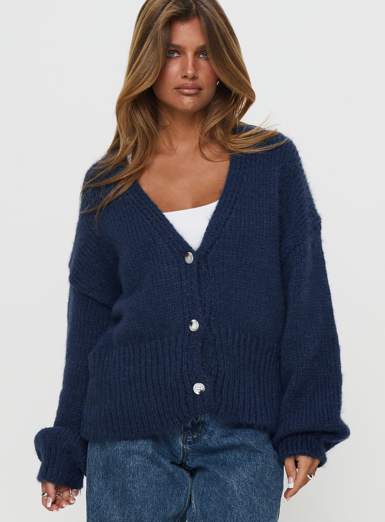 Yasmyn Knit Cardigan Royal Blue | Princess Polly